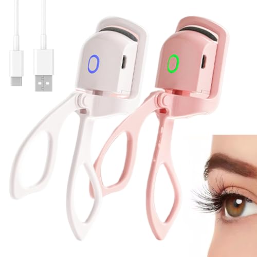 Tomedeks 2 Piezas Rizador de Pestañas Electrico, Rizador de Pestañas Termico, Eyelash Curler, Rizador de Pestañas con Calefacción, Calentamiento rápido – Rizador de ojos maquillaje