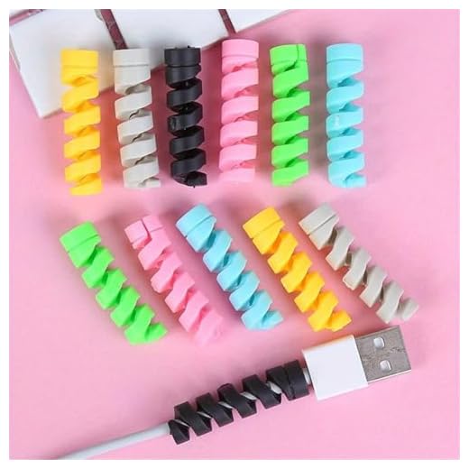 6-Pack Spiral Data Cable Protectors — Dedicated Silicone Guards for USB Charging Cables — Universal Anti-Break Sleeves