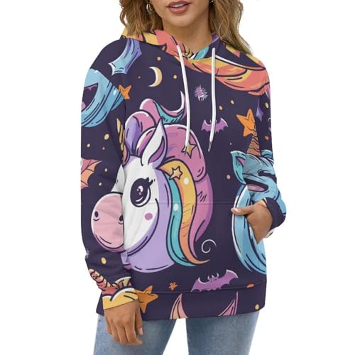 Sweat à capuche citrouille licorne hoodie unisexe taille S - 2