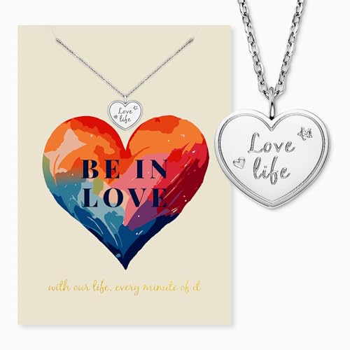 Collier Engelsrufer en acier argenté et carte de vœux Love pour femme