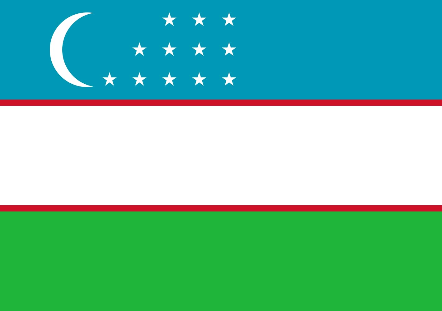 Drapeau Ouzbékistan paysage 0.7m² pavillon horizontal extérieur mât