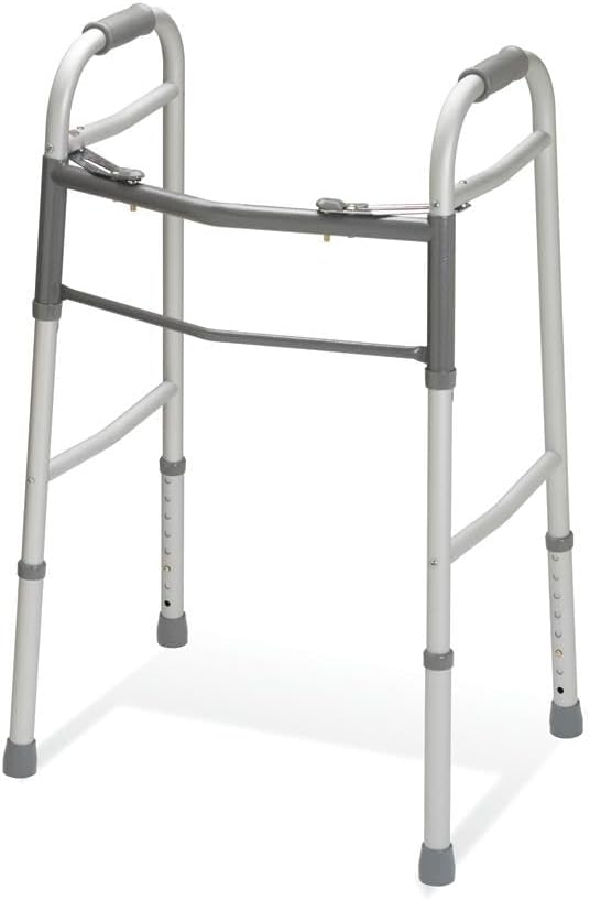 Guardian Two-Button Folding Walkers Without Wheels, 300 lbs Weight Capacity - Robust & Adjustable Mobility Aid for Elderly and Disabled Individuals