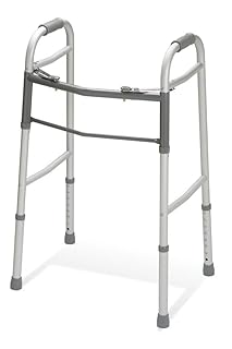 Two-Button Folding Walkers Without Wheels, 300 lbs Weight Capacity - Robust & Adjustable Mobility Aid for Elderly and Disabled Individuals