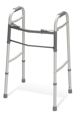 Two-Button Folding Walkers Without Wheels, 300 lbs Weight Capacity - Robust & Adjustable Mobility Aid for Elderly and Disabled Individuals