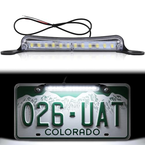 Melphan-Auto Xenon White LED License Plate Light 12V DC Ultra Bright Assembly Replacement Waterproof and Durable Universal License Plate Light for Car Trailers RV Truck UTV ATV Boats.