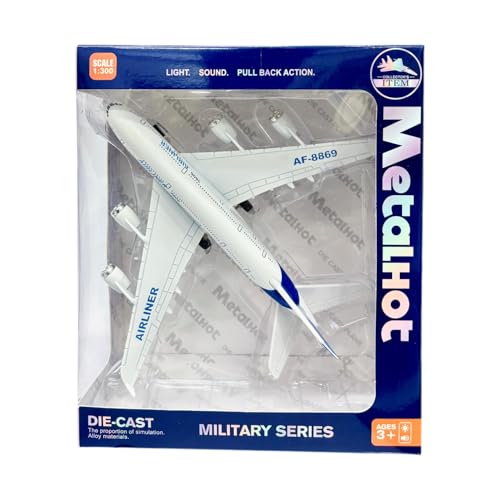Image of Breatoi ! 1:300 Scale Die-Cast Airliner Model - Pullback Plane With Lights & Sounds | Realistic Aircraft Collectible, White