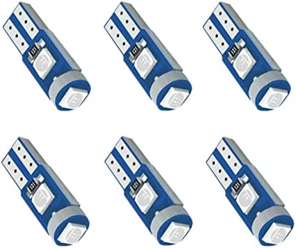 WLJH 6pcs T5 Wedge Instrument Panel 74 2721 3030SMD Canbus Error Free LED Instrument Speedo Gauge Cluster Light Bulb,Blue