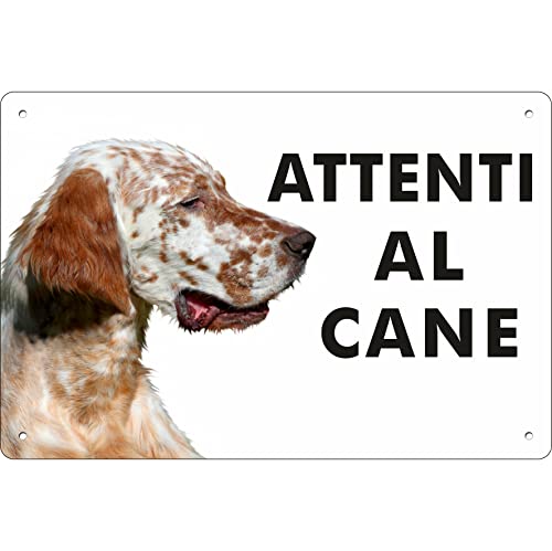 ✔ Descrizione: Attenti al cane SETTER INGLESE da applicare al muro, cancello, recinsione, staccionata ecc.