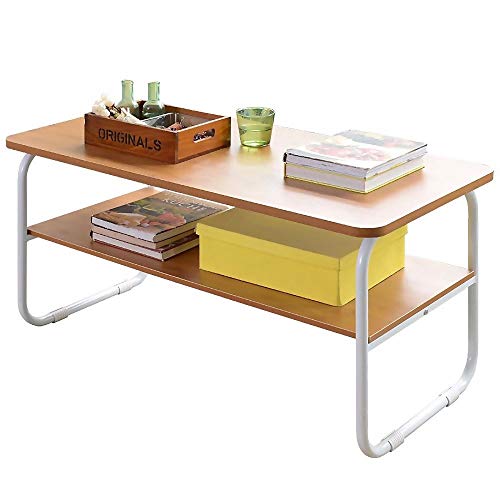 HOIHO Japanese Leisure Coffee Table 2-Tier Storage Cocktail Table Wood