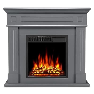 Xbeauty 44" Electric Fireplace with Mantel Package Freestanding Fireplace Heater Corner Firebox with Log & Remote Control,750-1500W,(Gary)