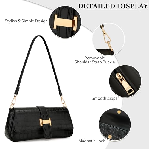 Image of KKXIU Shoulder Bag for Women Small Hobo Handbag Mini Retro Clutch Purses | Trendy Classic Underarm Crossbody Bag with Zipper Closure, Vegan Leather, Removable Strap