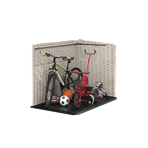 Image of Suncast 5.9' x 3.7' Horizontal Stow-Away Storage Shed, Resin, Hinged Lid