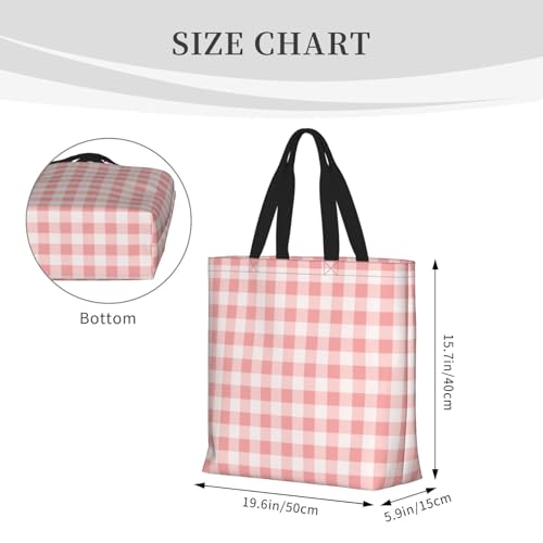 Large Tote Bag For Women - Reusable The Tote Bag With Zipper, Beach Bags For Women, White Pink Plaid Mom Bag For Mom Suitable For Hospital Beach Travel Shopping2