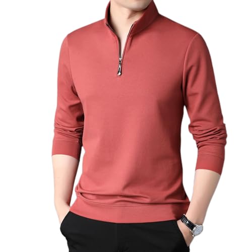 Ying Men Sweatshirt Men Casual Sport Fashion Long-Sleeved Sweatshirt Men Classic Personality Trend Sweatshirt Men Light Comfortable Basic Pullover J-Brick Red L