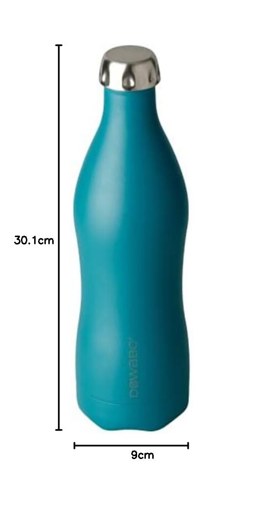 Dowabo Edelstahl Isolierflasche, Petrol 750 ml | Edelstahl Trinkflasche, hält 12 h heiß und 24 h kalt, BPA-frei, kohlensäuredicht, auslaufsicher, inkl. Bottle-Bag