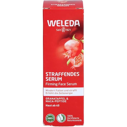 Image of Weleda Firming Face Serum with Pomegranate & Maca Peptides, Moisturiser, Moisture Boost, Energises Cell Activity, Reduces Lines & Wrinkles, Vegan, 30ml