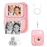 Cámara para Niños con Impresión Instantánea|Digitale Selfie Cámara 1080P Video|Pantalla de 2.4'|con 3 Rollos de Papel...