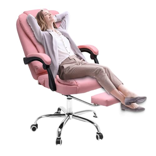 Cadeira de escritório presidente, cadeira de home office com apoio para os pés e encosto ajustável(R