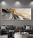 Black and White Abstract Canavas Wall Art Large for Living Room-Gold Framed 3D Textured Artwork for Office-Hand Painted Oil Painting on Canvas for Bedroom Home Decoration 24x56 inches