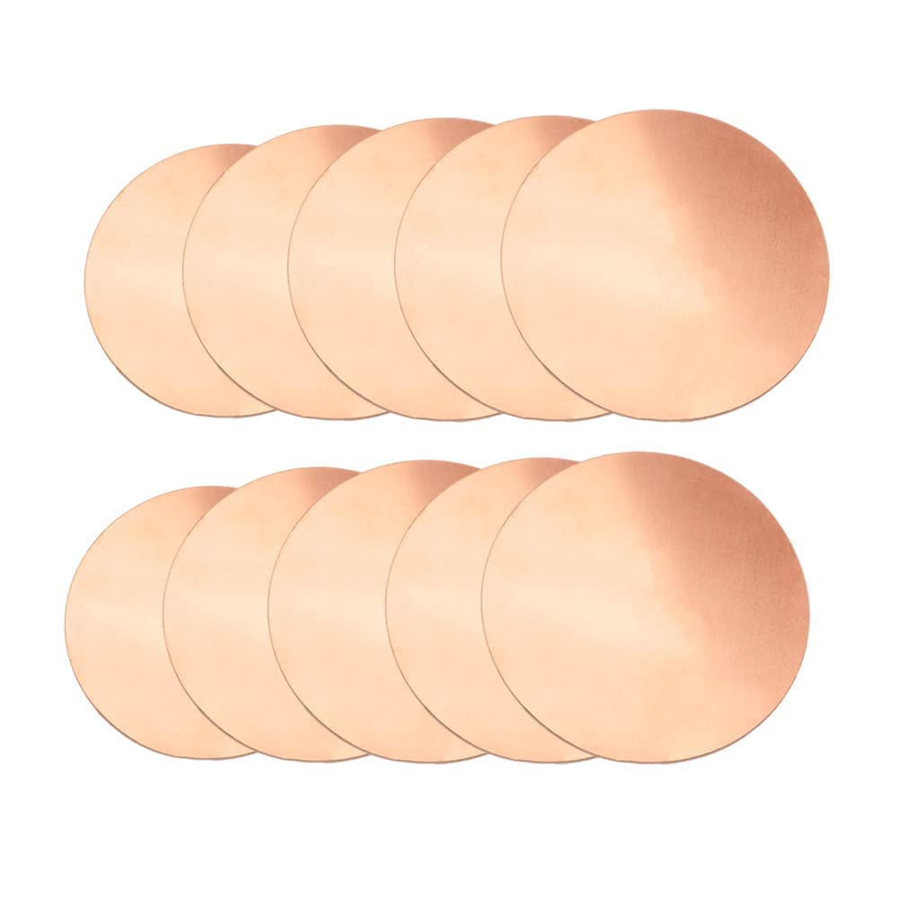 5 Pcs Pure Copper Round Plate, 18 Gauge 0.04" Thickness x 4" Diameter, Copper Metal Sheet for Crafts