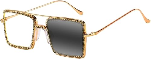 Miniatura 9 de SightPerk Gafas de lectura cuadradas de gran tamaño con diamantes de imitación progresivos, multifocales, fotocromáticas, anti-UV para mujer
