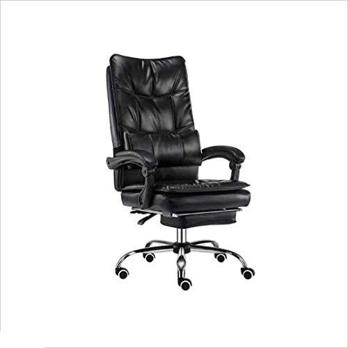 HUOQILIN Leather Household Leather Chair Office Chair Computer Chair Study Rotating Chair Seat Back Comfortable Recliner (Color : Black)