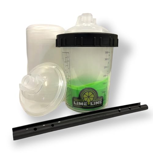 Image of LiME LiNE Automotive Spray Gun Disposable Paint Cup System, with 10 Oz Reusable Hard Cup & 50 Pcs Lids and Liners