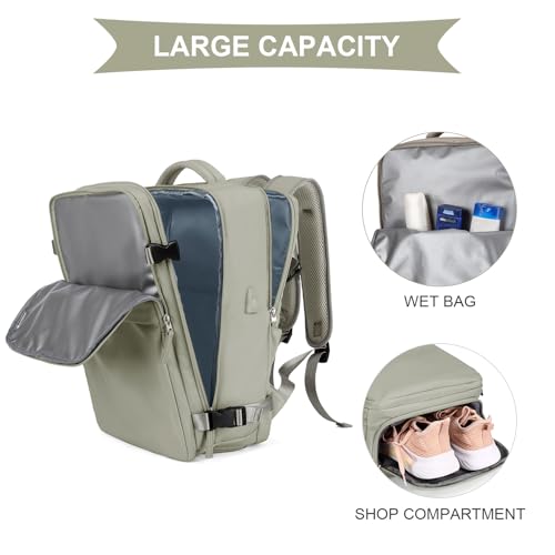 Image of coowoz Black Travel Backpack For Women Men Airline Approved,Carry On Backpack,Large Hiking Backpack Waterproof Outdoor Sports Rucksack Casual Daypack Fit 15.6 Inch Laptop Backpack College Backpack