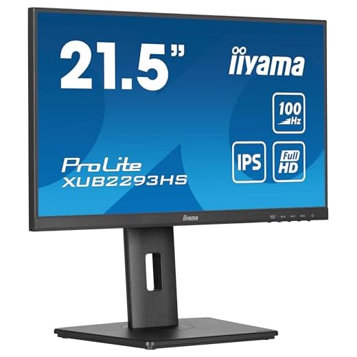 iiyama Prolite XUB2293HS-B6 54,5cm 21,5" IPS LED-Monitor Full-HD 100Hz HDMI DP Slim-Line Höhenverstellung Pivot AdaptiveSync schwarz