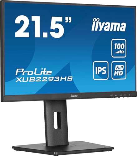 iiyama Prolite XUB2293HS-B6 54,5cm 21,5' IPS LED-Monitor Full-HD 100Hz HDMI DP Slim-Line Höhenverstellung Pivot AdaptiveSync schwarz