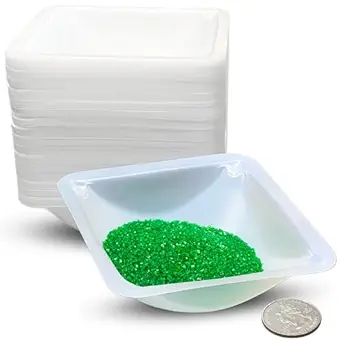 Medium 100ml Weigh Boats (125-Pack) - Disposable Polystyrene Trays for Lab and Home Use
