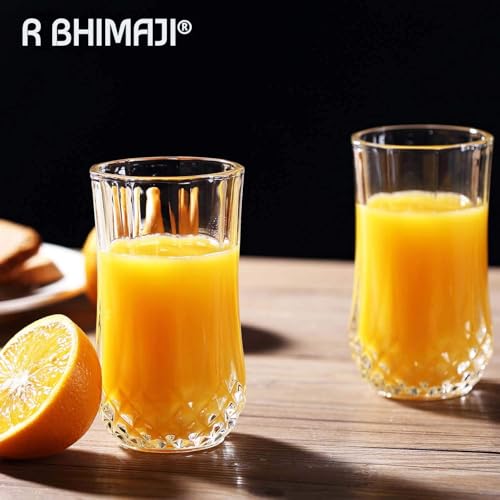 Image of Premium Crystal Water Glass Set of 6 - Highball Drinking Glasses Set for Home - Glass Set for Water Juice Shakes Mojito Cocktail Colddrinks (Rajwadi)