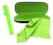 Sunglasses And Eye Glasses Case Hard Shell + Microfiber Cloth + Lens Cleaner Spray Set | Medium Size | For Men, Women, And Kids | Protects And Cleans All Eyewear | Black Green