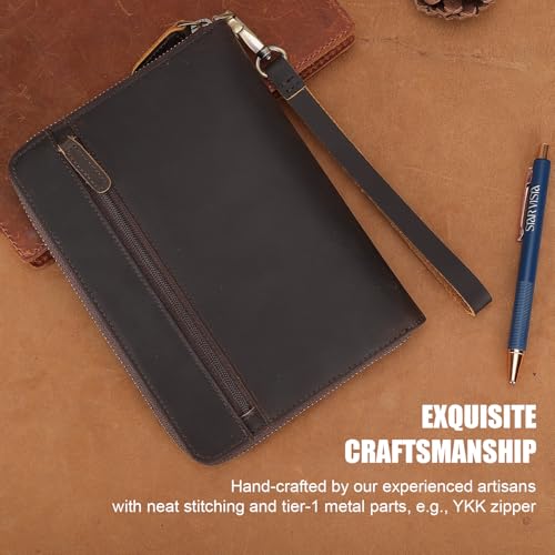 STAR VISTA Lorenzo Full Grain Leather Family Passport Wallet for 4, Large Travel Document Organizer for Exquisite Voyagers, Multi-Currency Compartments, RFID Blocking, AirTag Track, Dark Brown3