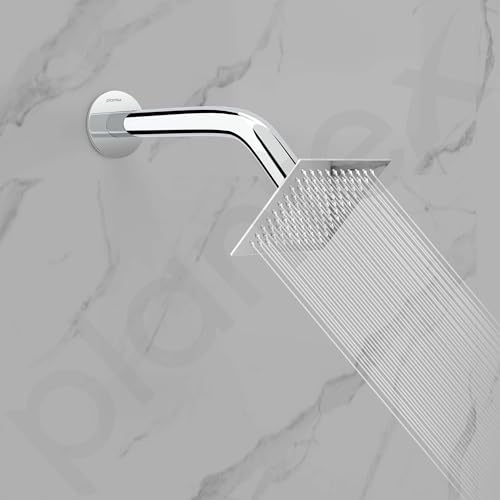 Image of Plantex 9-Inch Round Bend Shower Arm for Overhead Shower /Stainless Steel Shower Pipe /Wall Mount Bathroom Fitting with -Inch Thread - Pack of 1 (Chrome)