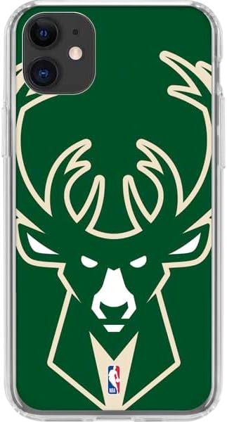Skinit Clear Phone Case Compatible with iPhone 11 - Officially Licensed NBA Milwaukee Bucks Large Logo Design