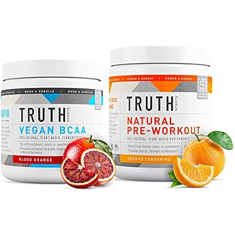 Truth Nutrition Natural Athlete Workout Stack - Natural Preworkout (Orange Tangerine) + Vegan BCAA (Blood Orange) Cover