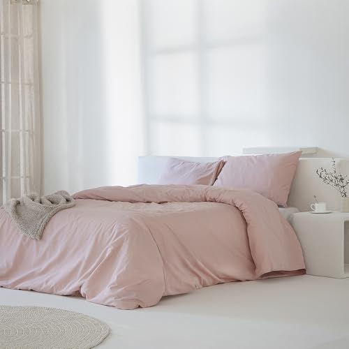 COTTON ARTean Funda Edredón Nórdico Cama 200 Percal Algodón 200 Hilos Noa Nude 3 Piezas 280x240 Cierre Botones.