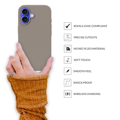 Image of SPRIG Compatible with iPhone 16 Premium SilkTone (Liquid Silicone) Back Cover Drop Tested Shock Proof Mobile Case for Men, Women, Boys and Girls with Camera Protection (Light Brown)
