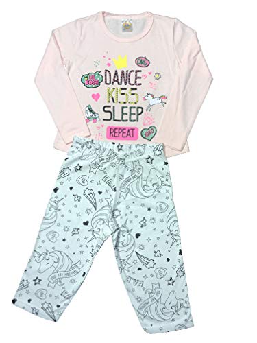 Kit 4 Pijama de Manga Longa Infantil Menina Divertida