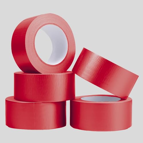Image of PSBM Red Duct Tape, 48 Rolls, 9 Mil Thick, 2 Inch Wide, 60 Yards Per Roll, Total 2880 Yards, Heavy Duty, Waterproof, All-Weather, Perfect for Repairs, Patching, Bundling & Sealing