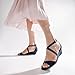 DREAM PAIRS Women's Low Wedge Sandals Ankle Strap Heel Sandal Open Toe Dress Summer Shoes,Size 8.5,Navy/Suede,JONES