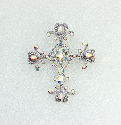 Image of Faship Gorgeous Rhinestone Crystal Cross Crucifix Pin Brooch