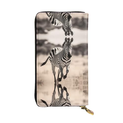 Cartera para tarjetas y llaves organizador de piel con cebra bolso de mano plano 19 x 10 cm