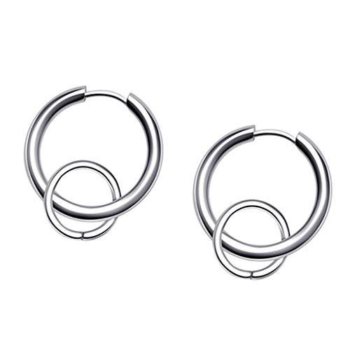 gazechimp 1 Par De Hip Hop Tom De Prata Oscilar Gota Brinco De Argola Piercing Para Mulheres Dos Hom