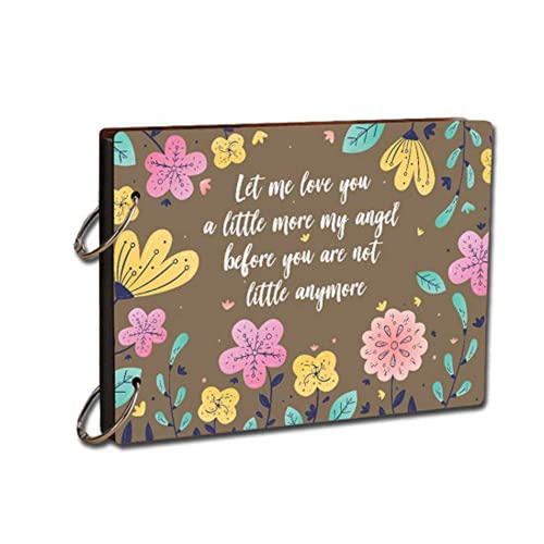 Image of Scrapbook Photo Album Memory Book With Wooden Hard Cover (12 Inch x 8.5 Inch, Design-3)