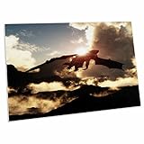 3dRose Fantasy Brown Dragon Flying Over Volcano Mountains - Desk Pad Place Mats (dpd-172905-1)