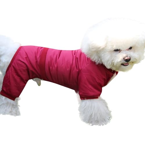 JoyDaog Fleece Lined Dog Coat with Detachable Hood and Detachable Hind Legs,Warm Puppy Jacket in Winter(Red XS)