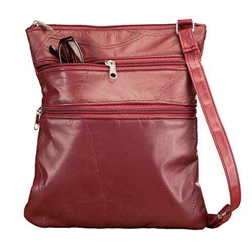 Miles Kimball RFID Lambskin Patch Leather Crossbody Bag