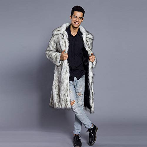 Luxury Faux Fur Jacket for Men's Winter Soft Warm Faux Fur Overcoat Furry Comfort Faux-Fur Trim Cardigan Overwear4